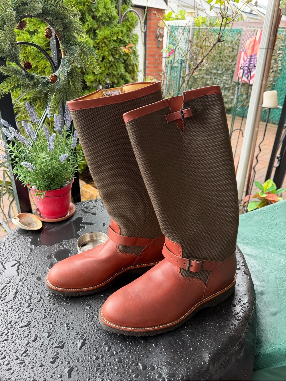 Men's Leather and Canvas Tall Riding Boots - Size 13